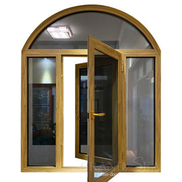 Honduras Design Bay Arch Hot Bending Coated Glass Thermal Break Aluminum Casement Window For Office Building